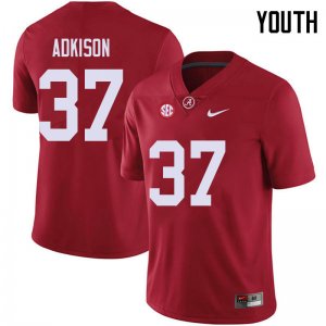 NCAA Youth Alabama Crimson Tide #37 Dalton Adkison Stitched College 2018 Nike Authentic Red Football Jersey XP17D37NQ